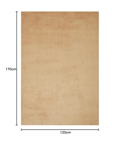Image of Obsessions Large Indoor Polyester Carpet with Solid Pattern Felt Backing, Ideal for Bedroom & Living Room 120x170cm, Beige