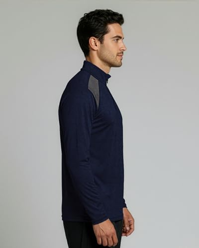 Image of Real Essentials 3 Pack: Men's Dry-Fit Active Quarter Zip Long Sleeve Athletic Performance Pullover (Available in Big & Tall)