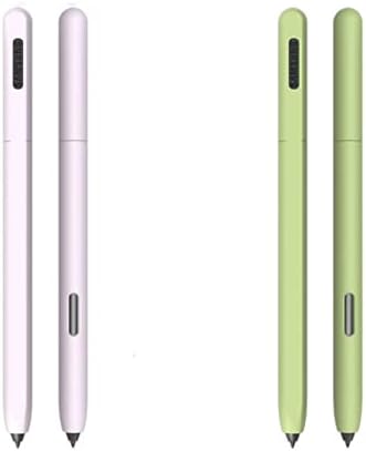 2 Pack Cute Design Silicone Sleeve Case Compatible with Samsung Galaxy Tab S7/S7+/S7 FE/S8/S8+ /s8 Ultra S Pen, Protective Skin Cover case Non-Slip Smooth Grip Holder(Purple+Green)