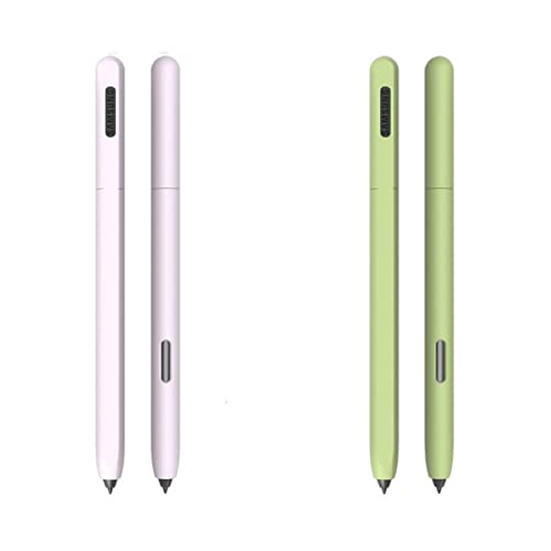 DAYJOY 2 Pack Silicone Sleeve Case Compatible with Samsung Galaxy Tab S7/S7+/S7 FE/S8/S8+/S8 Ultra/S9/S9+/S9 Ultra/S10/S10+/S10 Ultra S Pen, Protective Skin Non-Slip Smooth Grip Holder(Purple+Green)