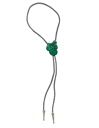 Image of Daisy Del Sol Bolo Tie Turquoise Stone Braided Vegan Faux Leather Silver Tips Handmade Necklace Adjustable Boho Western Jewelry