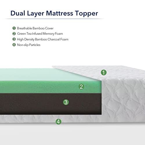Twin Extra Long (Twin Xl) Mattress Topper, 3 Inch Dual Layer Memory Foam Mattress Topper With Bamboo Cover, Medium Firm Topper For College Dorm, Hospital Bed #TOP3