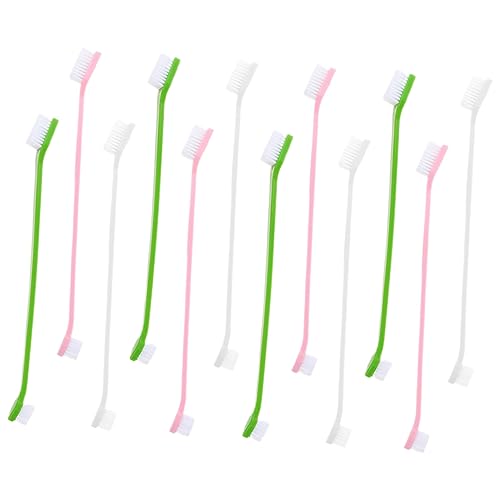 BESPORTBLE 12 Pack Dual Head Dog Toothbrush Large and Small Brush Heads Soft Bristles Pet Oral Care Dog Supply