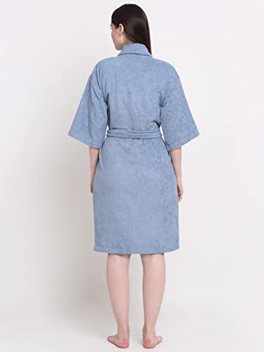 Image of CREEVA Luxury 100% Cotton Bathrobe for Men & Women | Super Soft Velour | Shawl Collar | Highly Absorbent | Ideal for Spa, Shower, Gym, Travel & Gifting