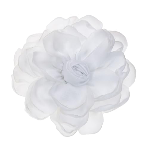 Image of Fabric Rose Flower Brooch Pin 4 Inch Large Handmade Satin Floral Lapel Pin for Women Girls Wedding Party Dance Dress Clothes Decoration