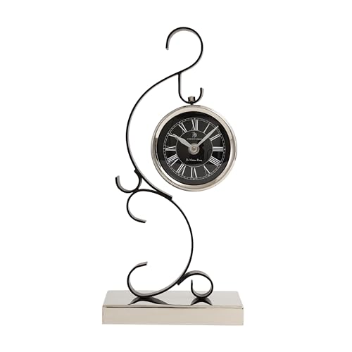 Image of Decor de Maison Handcrafted Stellar Mirage Luxury Table Clock for Livingroom,Bedroom,Studyroom | Desk /Table Clocks for Home Decor | Silent Analog Table Clock | Best for Gifting | Silver & Black