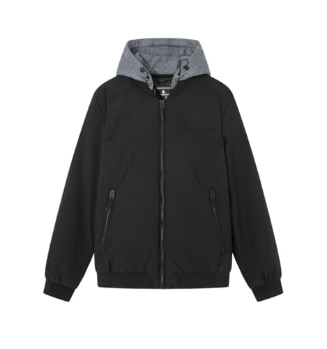 Springfield Cazadore Chaqueta Bomber Acolchada Capucha Desmontable, Negro Estandar, S para Hombre