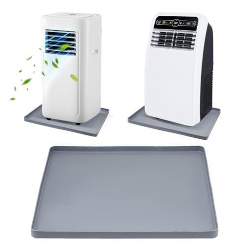 Portable AC Drip Pan, 20''x16'' Portable Air Conditioner Drip Pan, Prevent Water Leakage and Protect Floor & Carpet, Non-Slip Soft Silicone Mat with Raised Edge, for Under Portable AC Unit Drip Tray