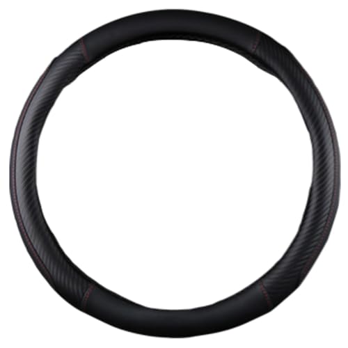 KOKATO スズキ スペーシア カスタム MK54S MK94S ハンドルカバー ステアリングカバー レザーとカーボンの組み合わせ 工具不要 内装 カスタム アクセサリー 防キズ 手触りよし 滑り止め 通気性いい(黒色)