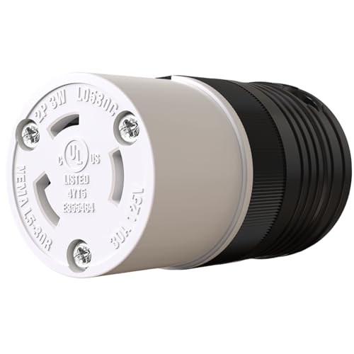 1 Pack NEMA L5-30R Locking Connector, Twist Generator Connectors, 30 Amp 125V 2 Pole 3 Wire Grounding, Female Extension Cord Ends, Industrial Grade Heavy Duty, UL Listed(E355464)