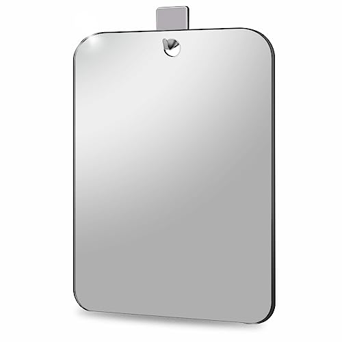 Image of Shower Mirror No Fog Shaving, Anti-Fog Bathroom No Fog Shaving Mirror Plexiglass Indestructible Luxury Plexiglass Makeup Mirrors,6 inchx8 inch Acrylic Mirror Tiles, Shatterproof Flexible Sheets