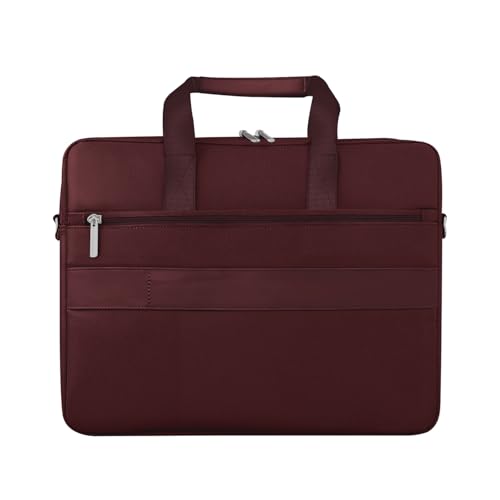 Image of GRIPP Hugo Laptop Sleeve Bag for Laptop /MacBook up to 14 Inch, Detachable Shoulder Strap, Carry Handle, Trolley Sleeve, Tablet Compartment, Multiple Organisers, Office and Travel Bag - Maroon