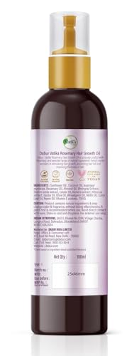 Image of DABUR Vatika Rosemary Hair Growth Oil With Hibiscus & Coconut Oil - 100Ml | Stimulates Hair Growth And Thickness | Reduces Hair Fall | Co-Created With Dermatologist | No Mineral Oil |Animal Test Free
