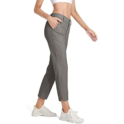 Sobrisah Womens Golf Pants with Pockets Stretch Dress Pants Women Lightweight Hiking Pants Work Casual Pants Ankle Pants, Grey, Large Cover
