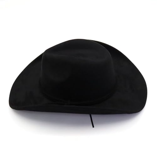 Image of Western Cowboy Hat for Women Men Wide Brim Cowboy Hat for Women with Woven Buckle Belt Suede Classic Fedora Hats
