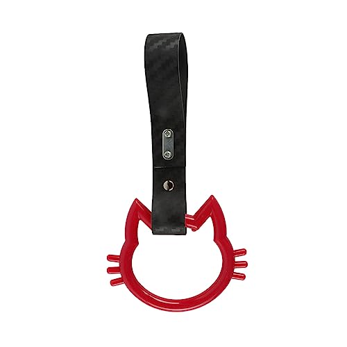 Handle Kitty Cat Handle Hand Strap Rear Front Bumper Warning Rings Drift Charm Drift Car Accessory (red/carbon Strap)