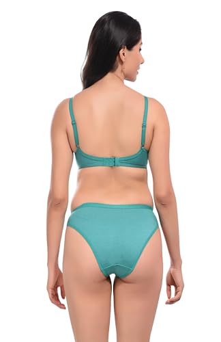 Image of REALSIDE Women Cotton Bra Panty Set for Lingerie Set|Bra Panty Set | Panty Bra Set for Women Women Lingerie Set A Beautiful Combo Pack of 3-Black,Green,Pink