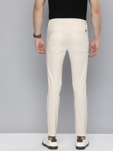 Image of The Indian Garage Co Men Slim Fit Solid Mid-Rise Chinos