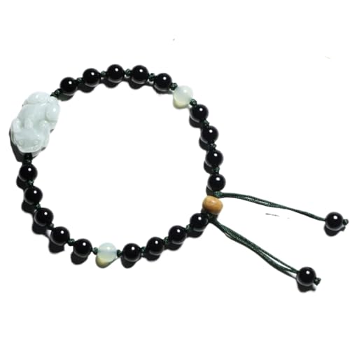 Bracelet Feng Shui en obsidienne et quartz fraise tressé et réglable