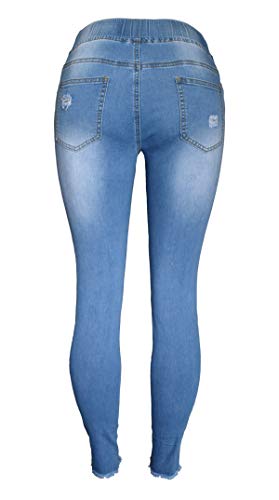 Aodrusa Womens Ripped Jeans Distressed with Drawstring Elastic Waist Stretch Skinny Pants Ankle Length3