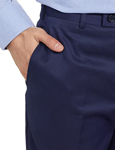 Image of Park Avenue Men's Polyviscose Blend Twill Pattern Smart Fit Flat Front Formal Trouser