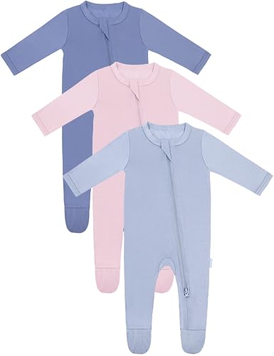 Image of RRP Unisex Baby Footies Pajamas,Rayon Derived From Bamboo,Buttery Soft Sleep 'N Play PJs,2-Way Zipper Closure,0-18 Months