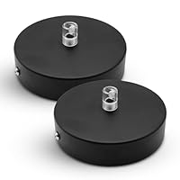 DOJA Barcelona | Deckenlampen Baldachin | Schwarz | 2 Stück Packung | Lampenbaldachin 100x25mm | Deckenrosette | Metall Deckenbaldachin | Deckenlampen Zubehör, Schlafzimmerdekoration, Kabelabdeckung