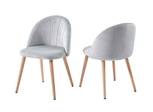 Chaises Shell en velours gris BAÏTA pour sublimer votre coin repas contemporain - 2