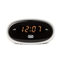 Trevi EC 880 Sveglia da Comodino con Display LED, Orologio Digitale con Due Allarmi Programmabili, Suoneria Elettronica, Funzione Dimmer e Snooze, Vano Anti-Blackout, Bianco