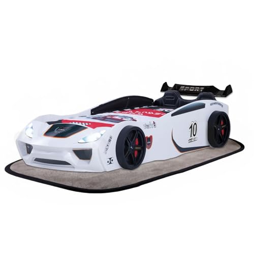 Coemo Vento Sport Autobett Weiß im Rennwagen-Design mit Lattenrost und...