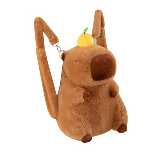 APLVFFZH Plüsch Rucksack für Erwachsene, Brauner Cartoon-Rucksack, Süßer Tierrucksack, Umhängetasche mit Tragegriff und längenverstellbaren Trageriemen, Geschenk Zum Geburtstag