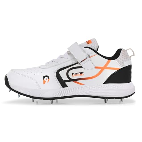 Image of DNINE Classic Men Bowling Spikes Cricket Shoes White /Orange & White /Blue