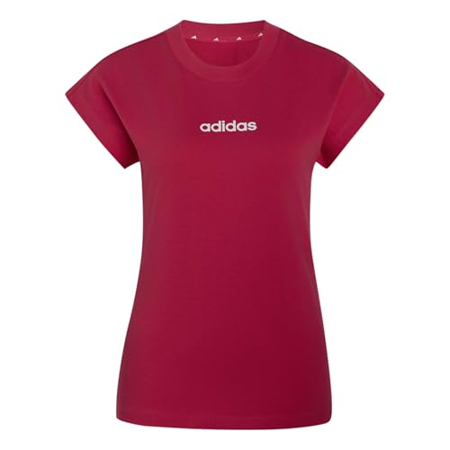 adidas Femme Essentials Linear Cotton Shirt, Power Pink/White, M