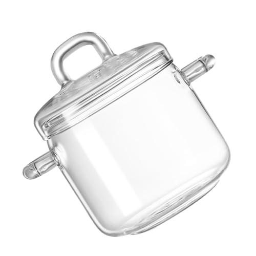 MOLUCKFU Cacerola de Vidrio Transparente 350 Ml con Tapa Hermética Olla Resistente al Calor para Estufa Olla para Cocción Lenta y Sopa Utensilio Compacto para Cocina Portátil