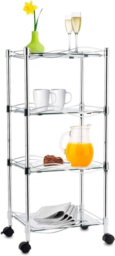 Multifunzionale: l'elegante scaffale in vetro e metallo su ruote è versatile e può essere utilizzato come carrello da cucina, bagno, scaffale da servizio, carrello da bar per la conservazione e l'organizzazione