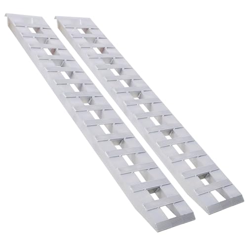 Par de rampas de aluminio plateadas 84" x 14" para motos miniatura 1