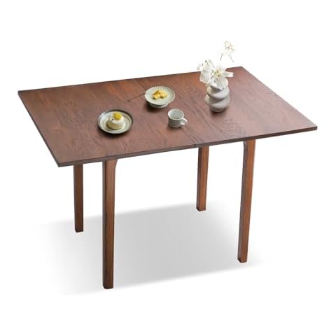 Bamskov Solid Wood Folding Dining Table, Dining Table for 4, Space Saving Extendable Kitchen Table for Kitchen, Dining Room and Living Room (Walnut) Cover