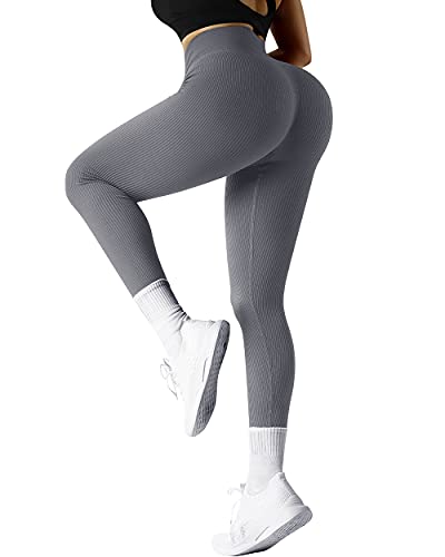 Image of SUUKSESS Women Ribbed Seamless Leggings High Waisted Workout Gym Yoga Pants 18