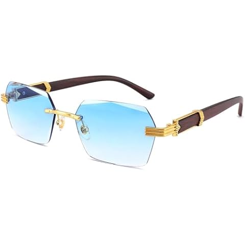 LOJUDI Rimless Sunglasses with UV400 Protection Cover