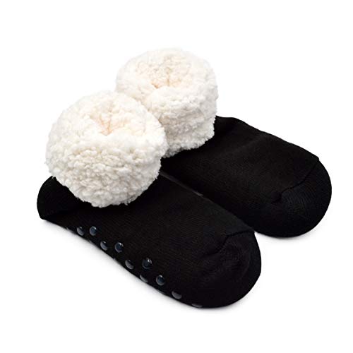 TrendsBlue Men's Extra Thick Plain Solid Non-Skid Thermal Fleece-lined Knitted Winter Socks2