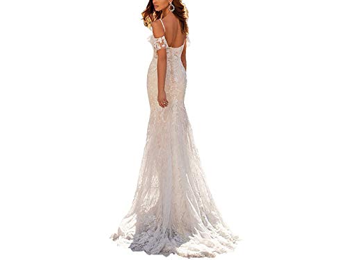 TANPAUL Off Shoulder Brautkleid Meerjungfrau mit Spitze Hochzeitskleid Lang Schulterfrei Herzausschnitt Mermaid Brautkleider Spitzenkleid Lang Rückenfrei D-Weiß 46 TANPAUL Off Shoulder Brautkleid Meerjungfrau mit Spitze Hochzeitskleid Lang Schulterfrei Herzausschnitt Mermaid Brautkleider Spitzenkleid Lang Rückenfrei D-Weiß 46