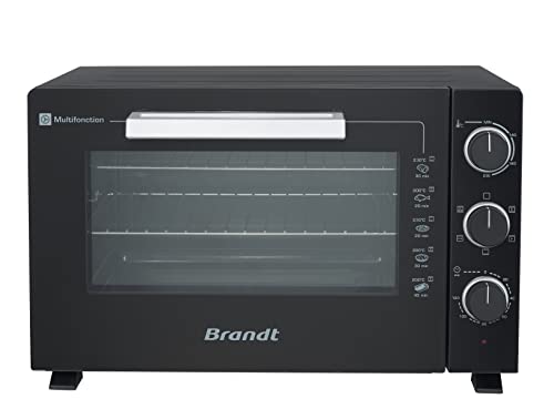 Brandt FC462MUB – Mini four Multifonction – Capacité 46L – 5 positions de cuisson – 1800W – Chaleur tournante – Accessoires : Tourne broche lèchefrites, grille et pince – Noir