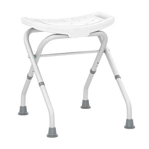COSTWAY Folding Shower Stool 49-52.5 cm Height Adjustable Shower Bench Bathroom up to 150 kg Load Capacity Bathroom Stool with Non-Slip Rubber Feet Shower Aid Shower Seat for Seniors (White)