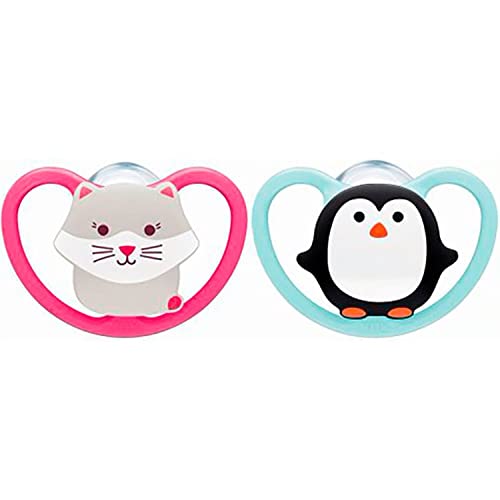NUK Space Tetine pour bébé - 18-36 mois - Sucettes avec ouvertures extra-larges pour les peaux sensibles - Silicone sans BPA - Zèbre - Lot de 2