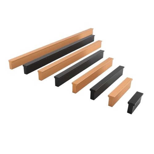 Puerta larga, mango negro, dorado rosa, armario de cocina minimalista moderno, cajón, perfil de aluminio, perilla de baño Nórdica (Color : AB19-15)