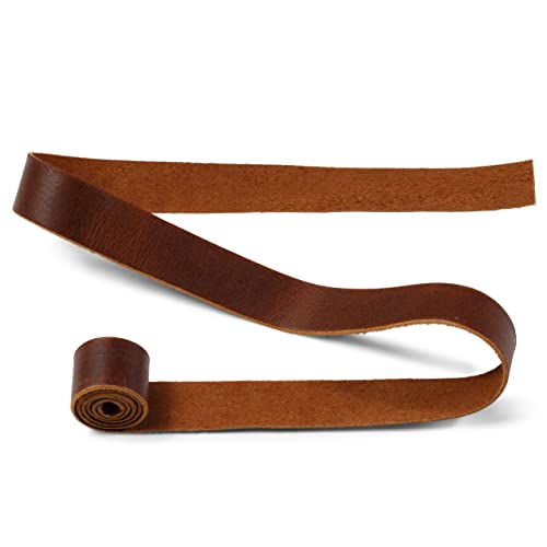 Genuine Leather Straps For Leather Crafts - Full Grain Brown Buffalo Leather Strips For Belts, Cricut, Crafts, Straps - 2 Rolls Of 1"X 42" And A 36” Leather Cord #TOP3