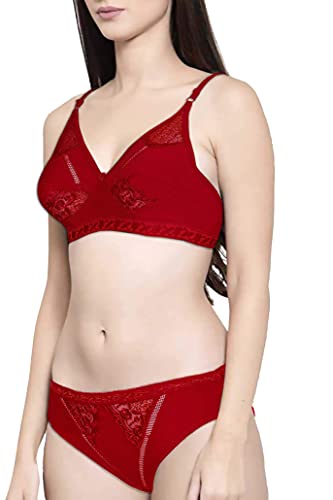 Image of Women's Soft Cotton Bra Panty Set for Women Cotton Stretch Non-Padded Non-Wired Bra Panty Set Best Lingerie Set daily use Bra Panty Set Combo Cotton Net Lingerie Set for Women and Girl's Soft Original Cotton Bra And Bikini Set Every Day Comfort with Multi Color and Wide rang of Size
