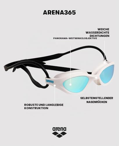 ARENA Unisex 365 verspiegelte Schwimmbrille für Fitnessschwimmer, bequem, beschlagfrei, wasserdicht, für Damen und Herren… – Ansicht 2