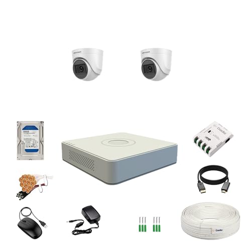 Image of Clocite HIKVISION 4 Channel DVR with 2MP 2 Dome Wireless Cameras (Day /Night Vision) + 500GB HDD + Cable Roll (1+3) 4 CH Power Supply + BNC & DC Full Combo Kit