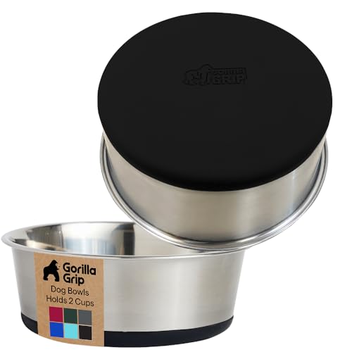 GORILLA GRIP Dog Bowls, Holds 2 Cups Each (16 fl oz),...